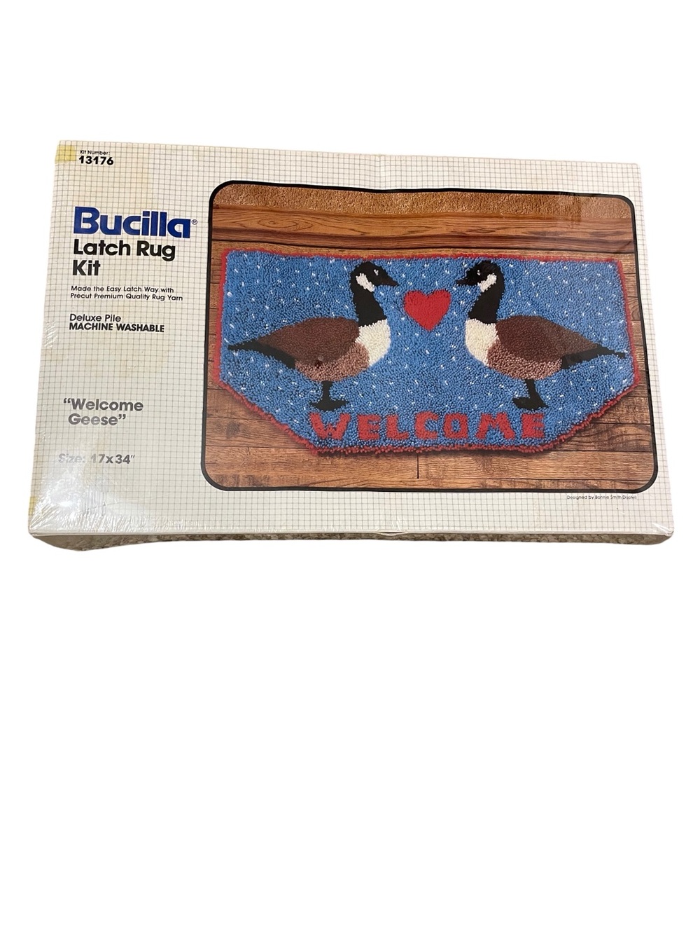 Bucilla Welcome Geese Latch Rug Kit - Blue, Brown, Red kit 13176